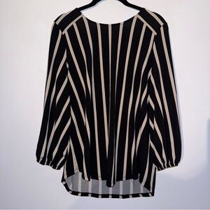 Adrianna Papell women’s size medium Blouse black tan white stripes